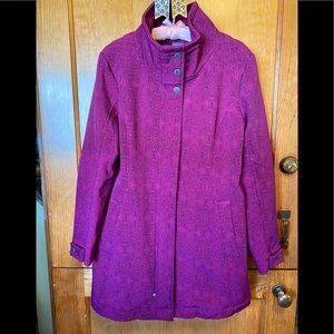 EUC, Title Nine soft shell fleece lined Peacekeeper long jacket-Raspberry-purple